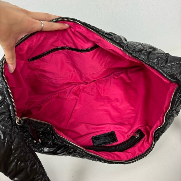 Express Nylon Quilted Soft Hobo Black Bag Shoulder Gym Bag - Picture 3 of 6